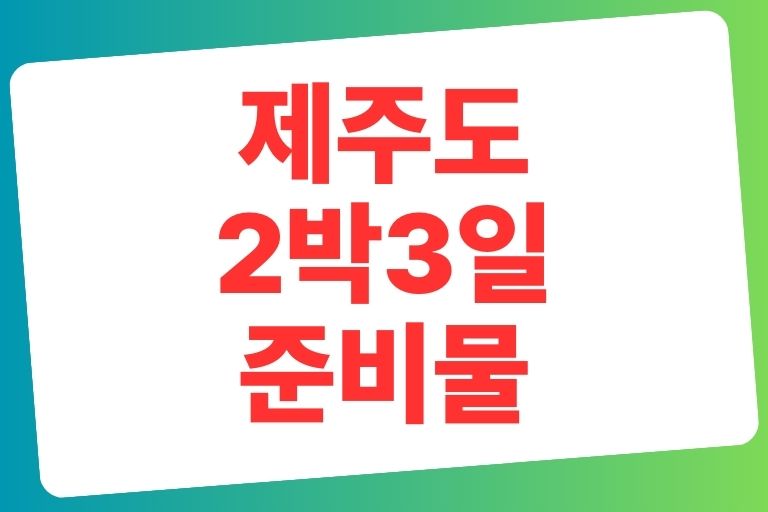 제주도 2박3일 준비물 체크리스트