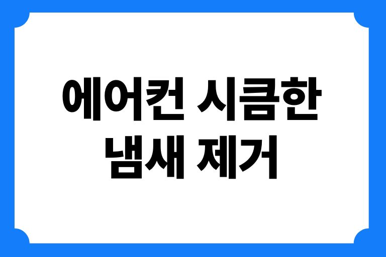 에어컨 시큼한 냄새 제거, 여행준비하기