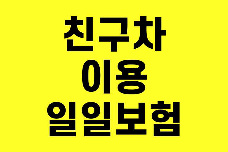 친구 차 이용할 때 일일보험